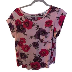 Alice Blue Floral Print Blouse - Pink and Purple size L
